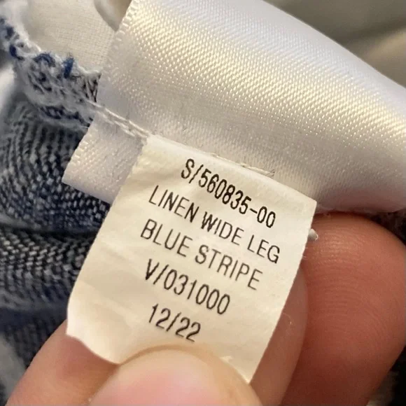 Nwot Old Navy Blue High-Waisted Striped Linen-Blend Wide-Leg Pants XXL Tall - Picture 6 of 10